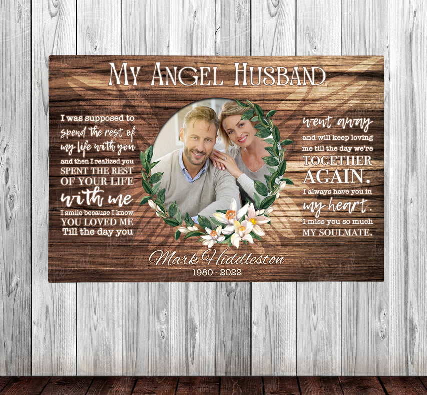 Rest in peace, My Angel Husband, Memorial gift in heaven canvas Art - Touch Of Divine