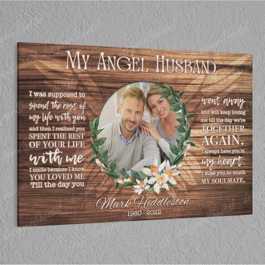 Rest in peace, My Angel Husband, Memorial gift in heaven canvas Art - Touch Of Divine