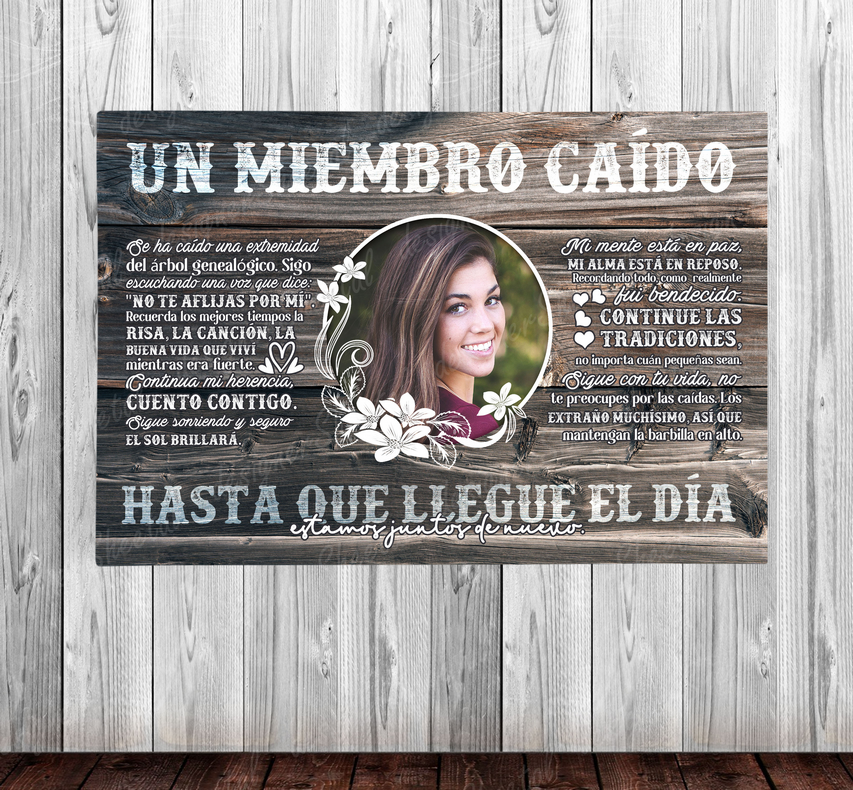 Spanish Rest in peace, A fallen Limb, un miembro caído memorial canvas, heaven canvas Art - Touch Of Divine