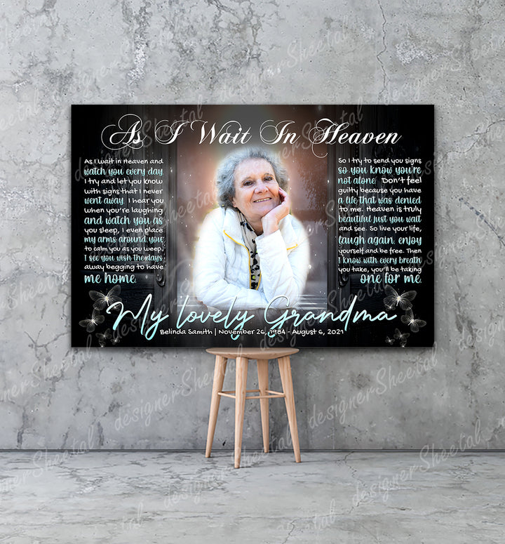 As I wait In Heaven Canvas Print | Personalized Framed Canvas Art (NO PREVIEW) - Touch Of Divine