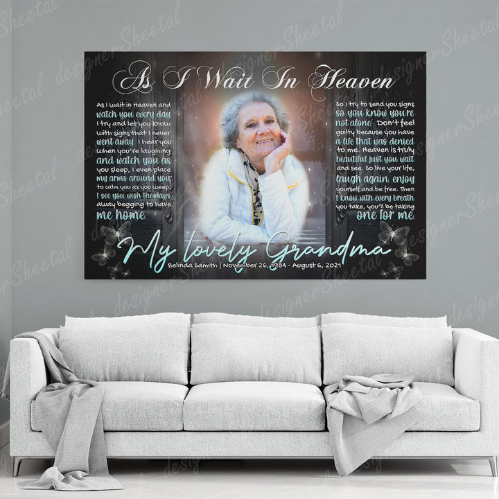 As I wait In Heaven Canvas Print | Personalized Framed Canvas Art (NO PREVIEW) - Touch Of Divine