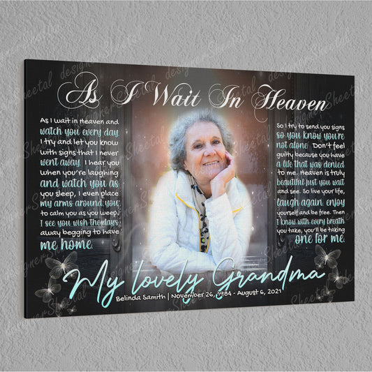 As I wait In Heaven Canvas Print | Personalized Framed Canvas Art (NO PREVIEW) - Touch Of Divine