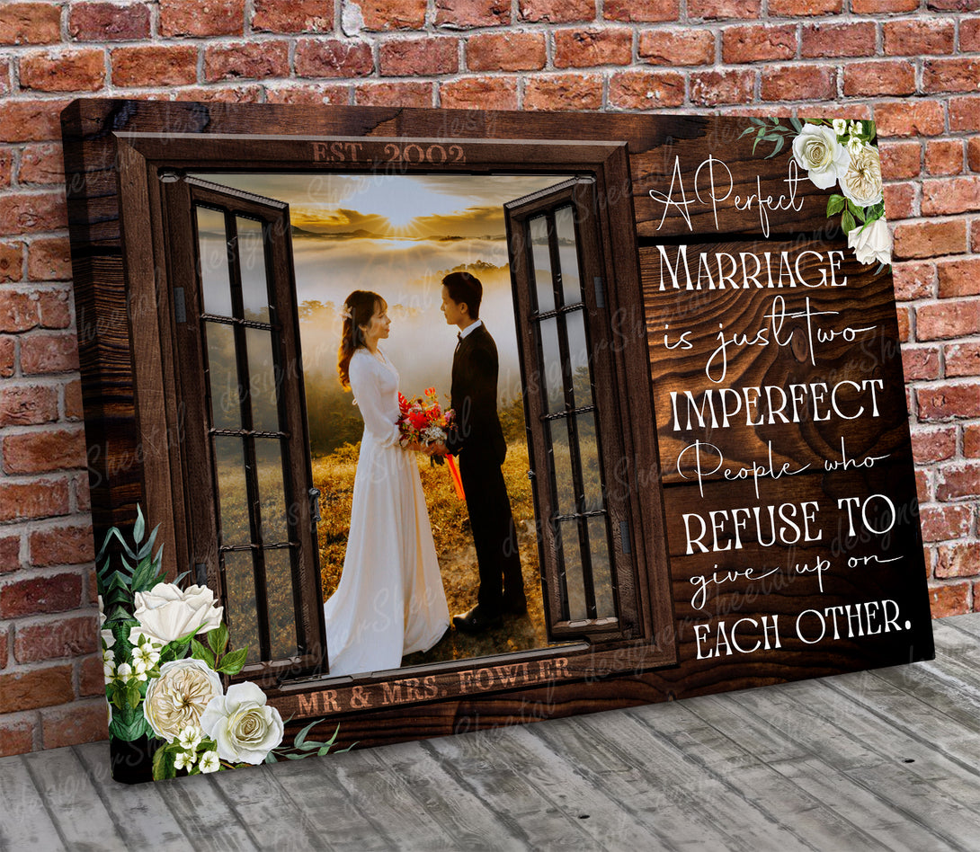 A Perfect Marriage | Personalized Framed Canvas Art - Touch Of Divine