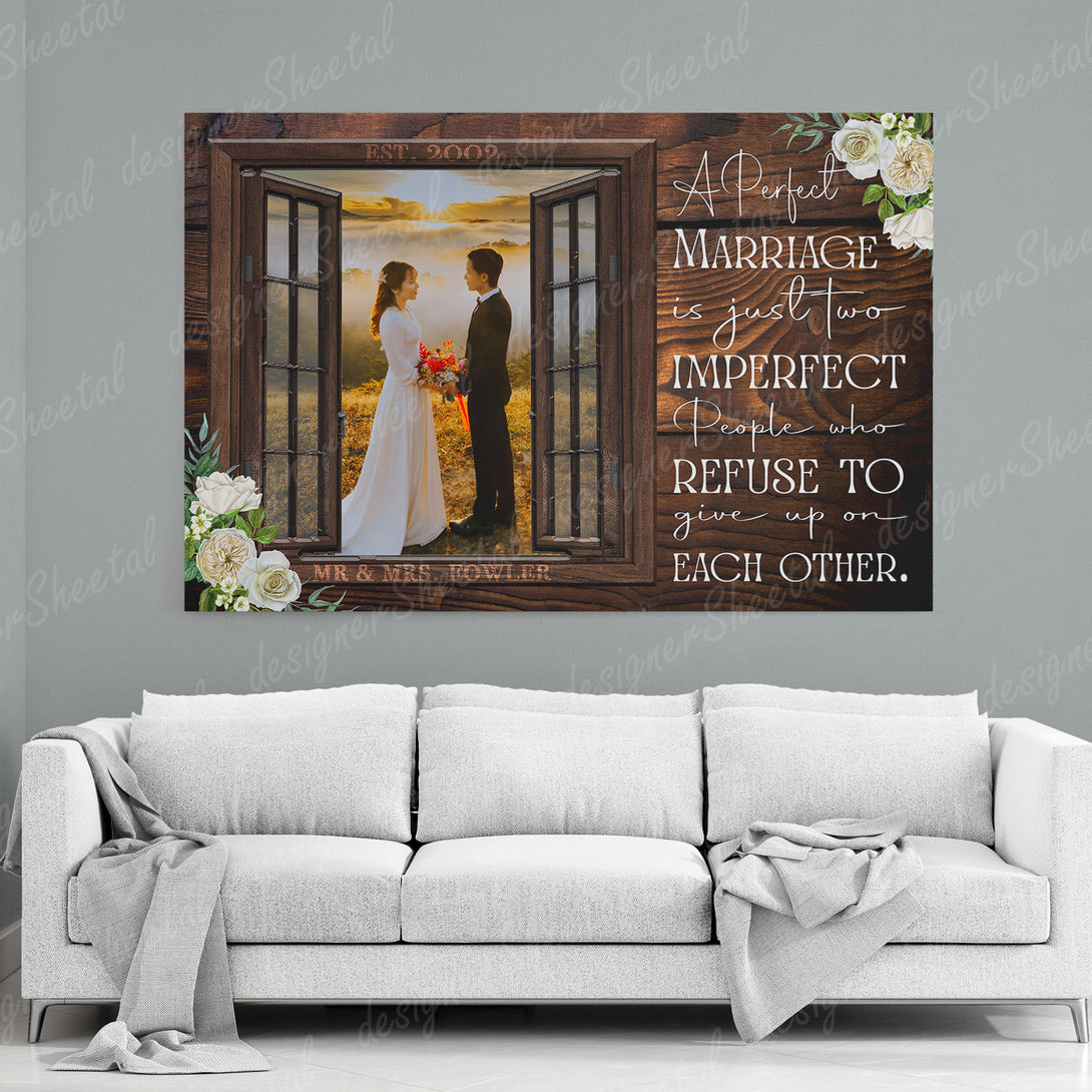 A Perfect Marriage | Personalized Framed Canvas Art - Touch Of Divine