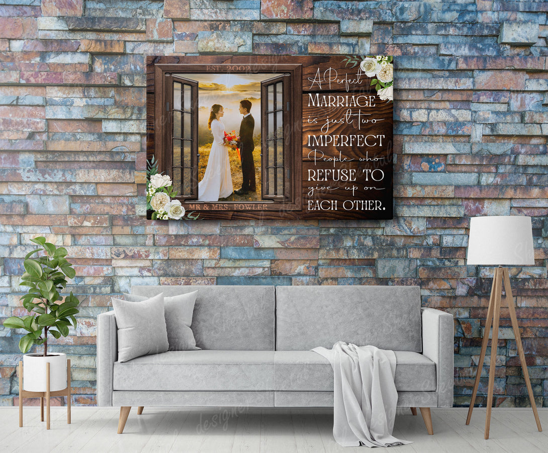 A Perfect Marriage | Personalized Framed Canvas Art - Touch Of Divine