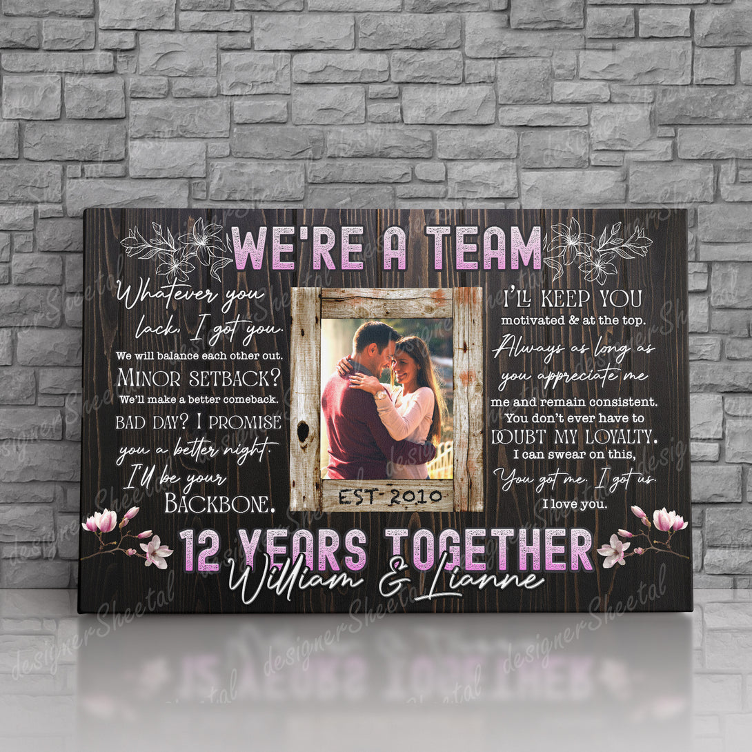We are a Team | Personalized Framed Canvas Art - Touch Of Divine