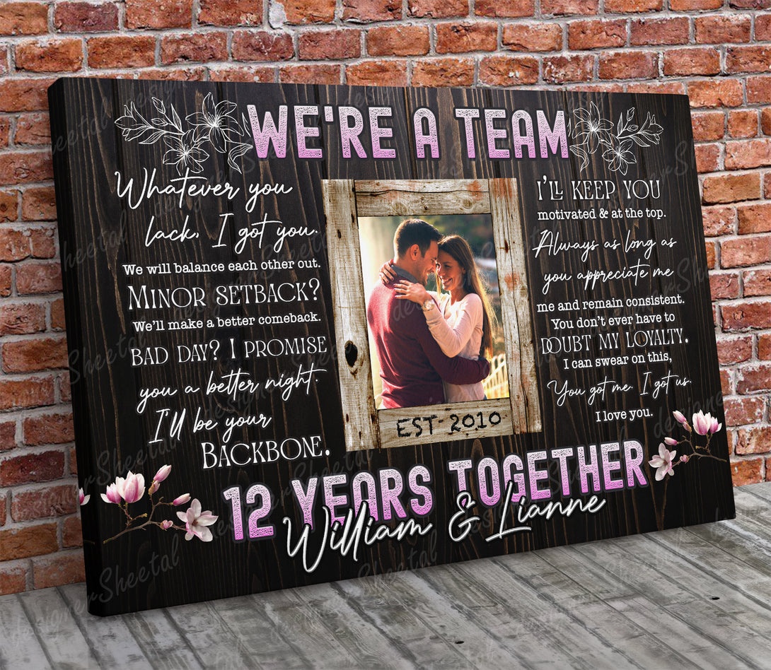 We are a Team | Personalized Framed Canvas Art - Touch Of Divine