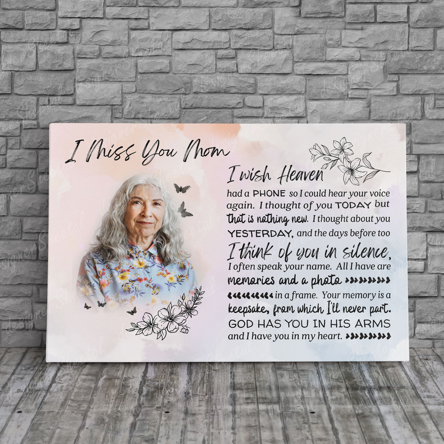 I Wish Heaven Had a Phone, I miss you mom, loss of mother memorial canvas, heaven canvas Art - Touch Of Divine