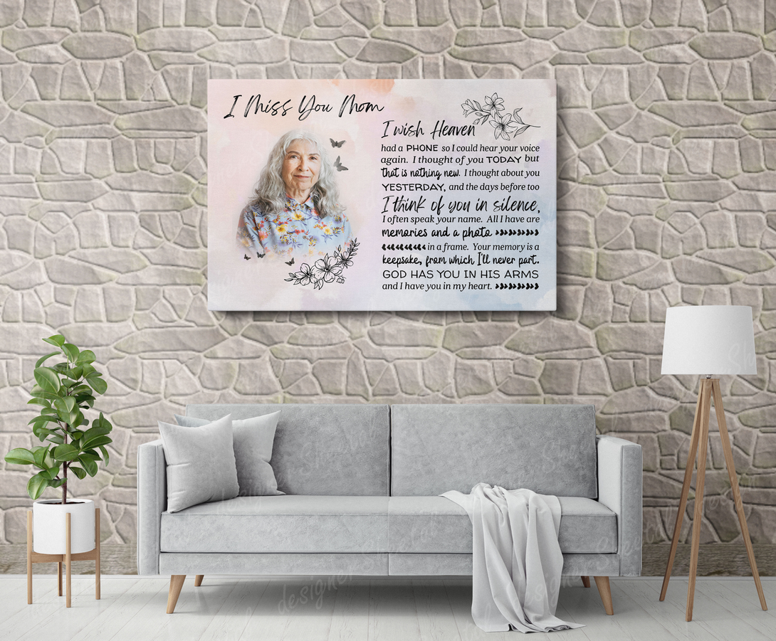 I Wish Heaven Had a Phone, I miss you mom, loss of mother memorial canvas, heaven canvas Art - Touch Of Divine