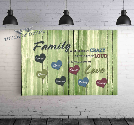 Family Name Hearts Canvas | Personalized Framed Canvas Art - Touch Of Divine