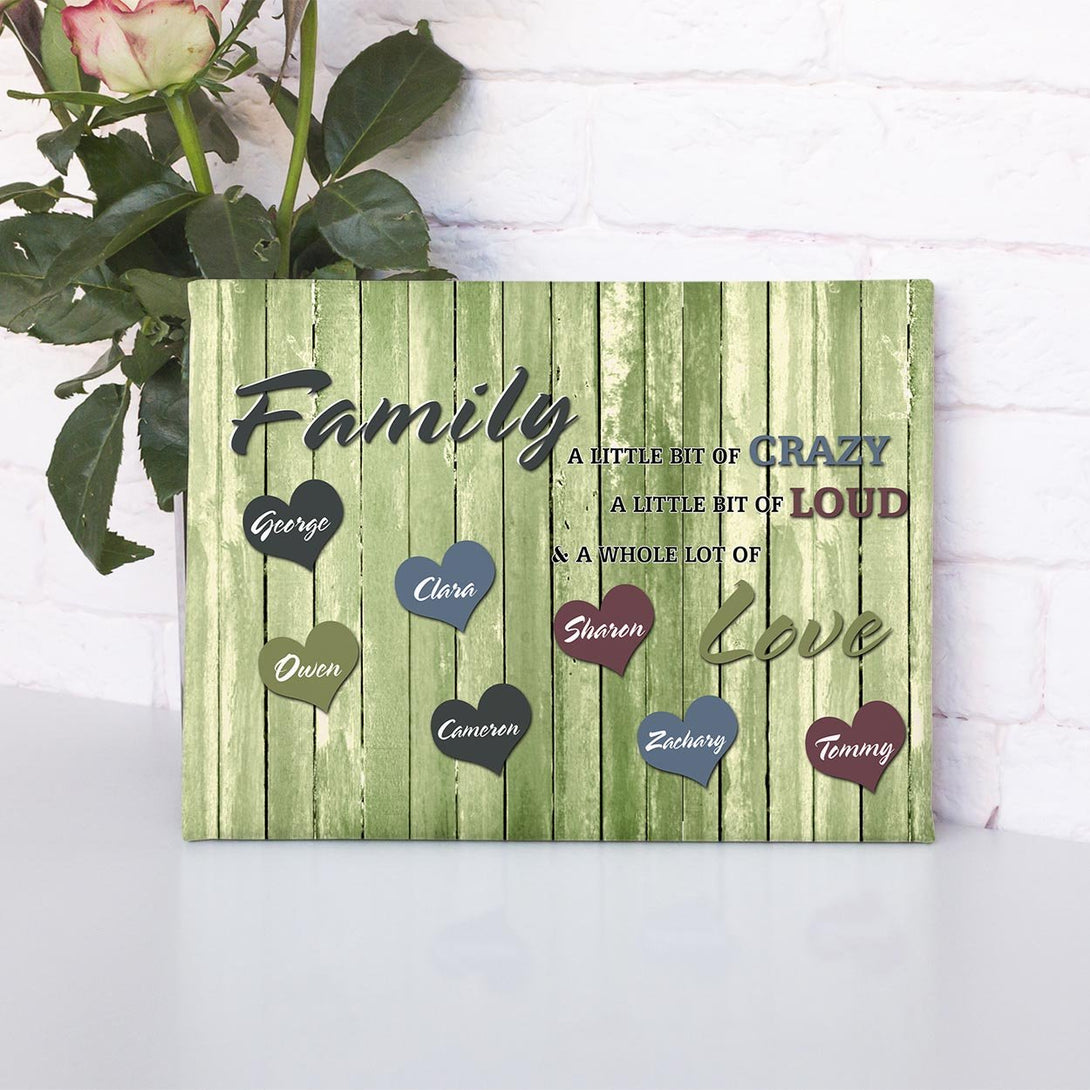 Family Name Hearts Canvas | Personalized Framed Canvas Art - Touch Of Divine