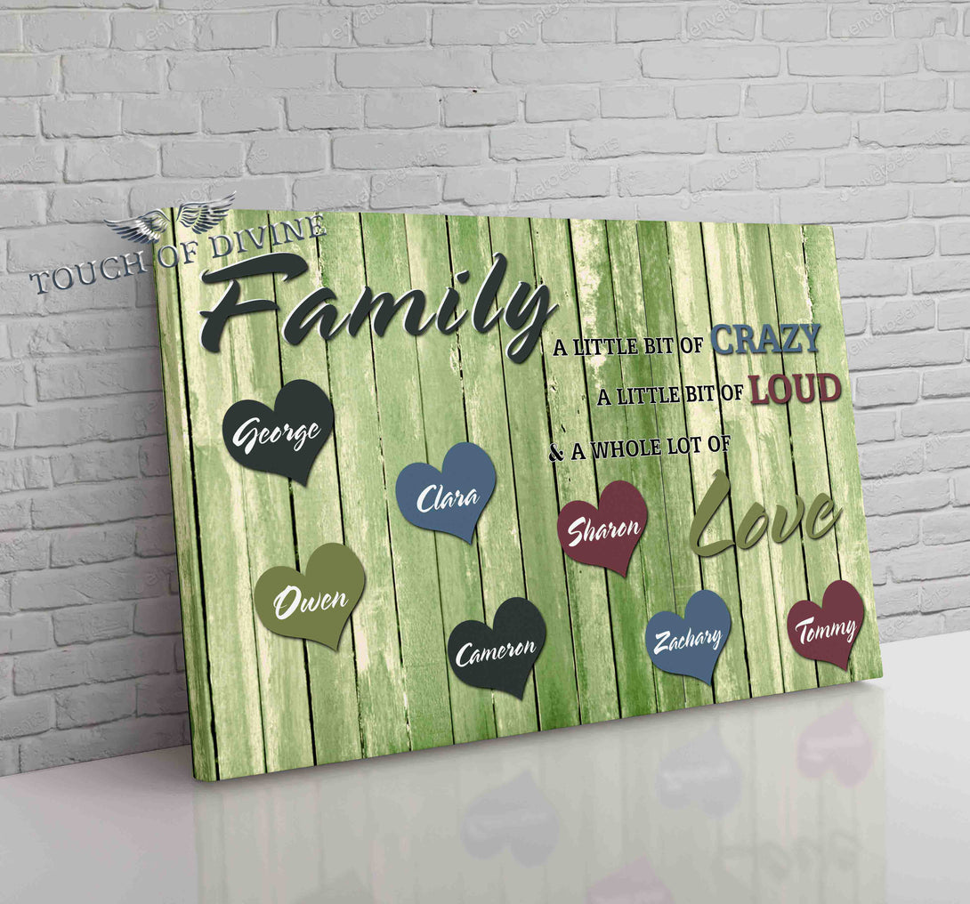 Family Name Hearts Canvas | Personalized Framed Canvas Art - Touch Of Divine