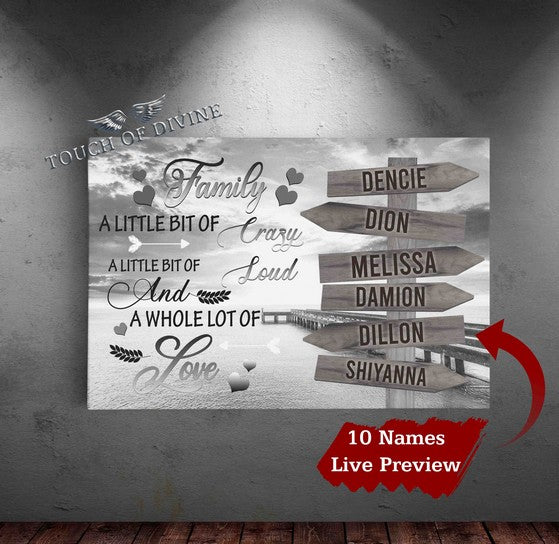 Family Names Boardwalk Canvas Print Grey | Personalized Framed Canvas Art - Touch Of Divine