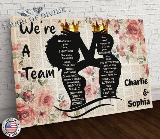 We're a Team Canvas | Personalized Framed Canvas Art - Touch Of Divine