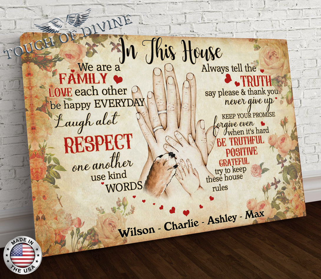 In This House We are a FAMILY | Personalized Canvas Wall Art - Touch Of Divine