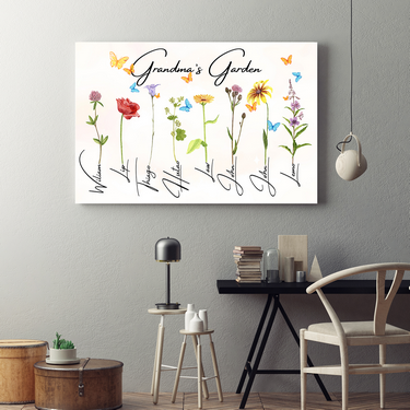 Grandma's Garden 8 Names Canvas Print | Personalized Framed Canvas Art - Touch Of Divine