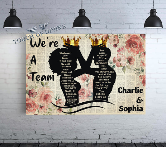 We're a Team Canvas | Personalized Framed Canvas Art - Touch Of Divine