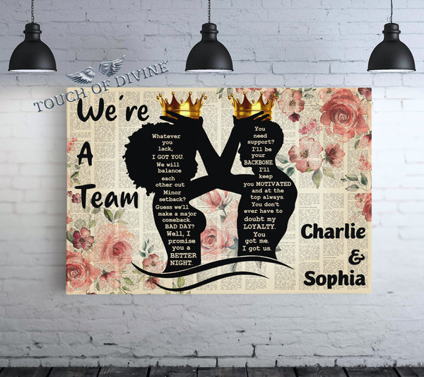 We're a Team Canvas | Personalized Framed Canvas Art - Touch Of Divine