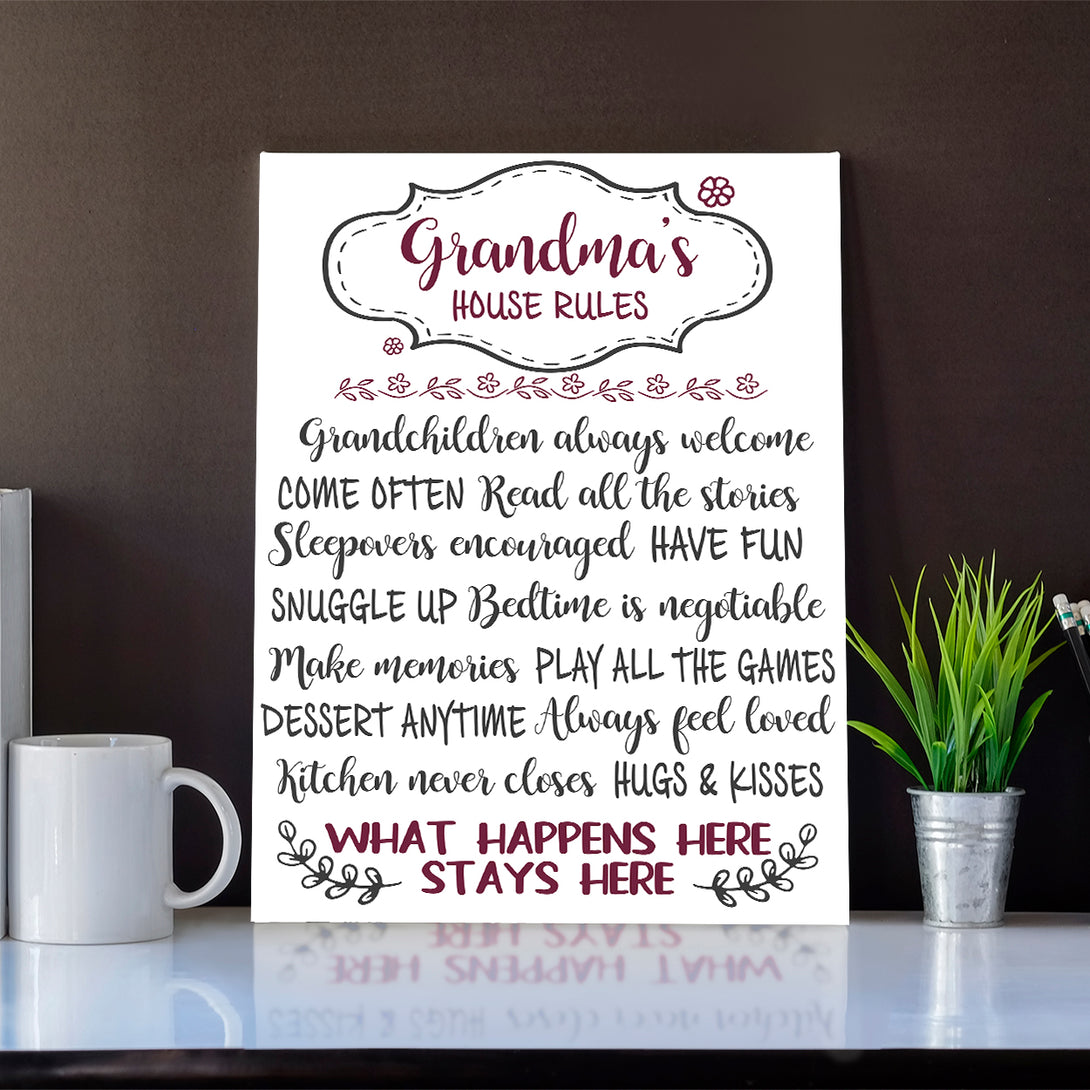 Grandma House Rules | Framed Canvas Art - Touch Of Divine