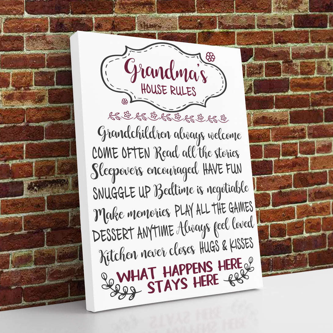 Grandma House Rules | Framed Canvas Art - Touch Of Divine