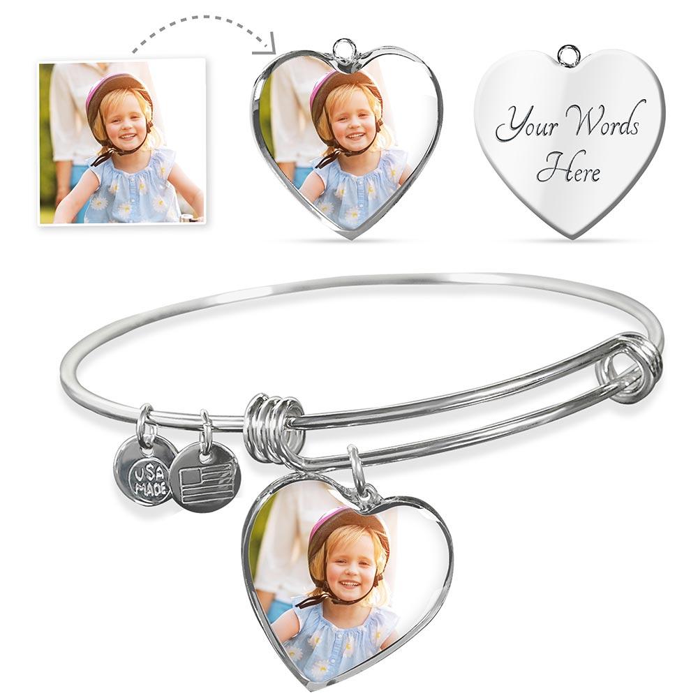 Premium Photo Heart Bangle - Upload Your Own Photo - Touch Of Divine