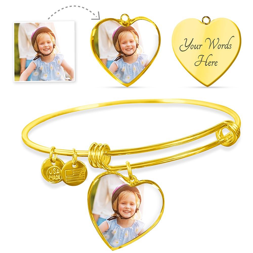 Premium Photo Heart Bangle - Upload Your Own Photo - Touch Of Divine