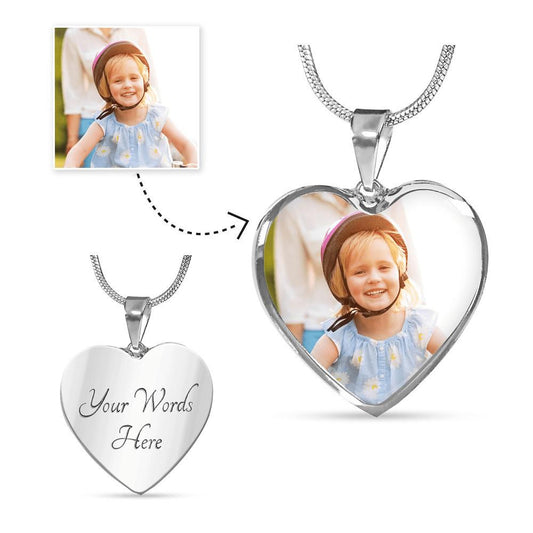 Premium Photo Heart Necklace - Upload Your Own Photo - Touch Of Divine