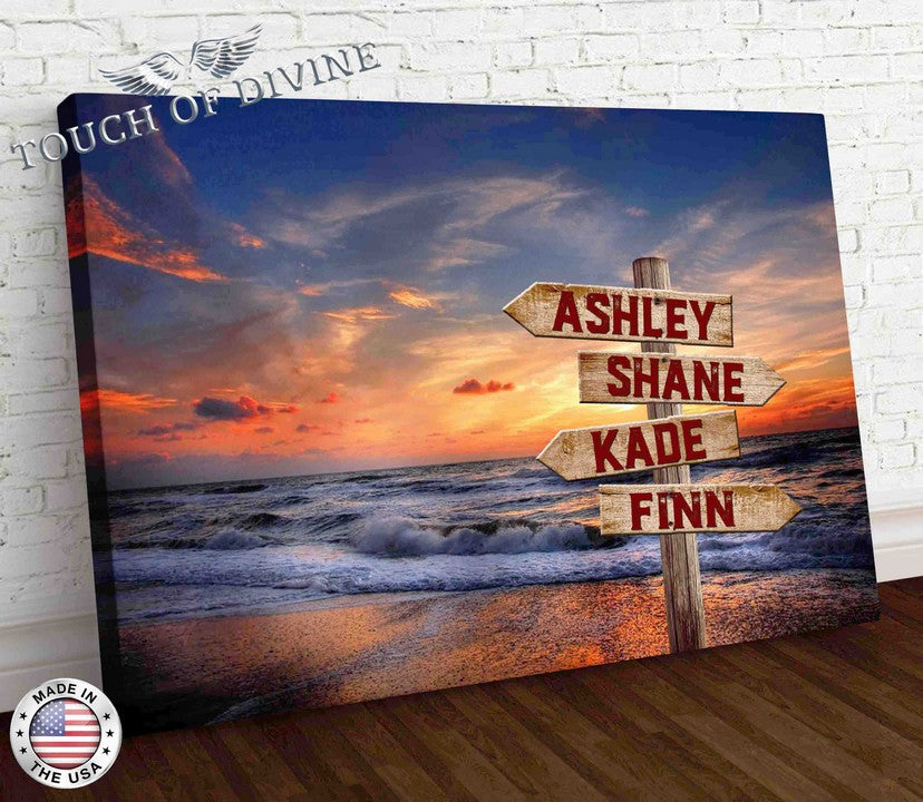 Sea Shore - Family Names Boardwalk Canvas Print | Personalized Framed Canvas Art - Touch Of Divine
