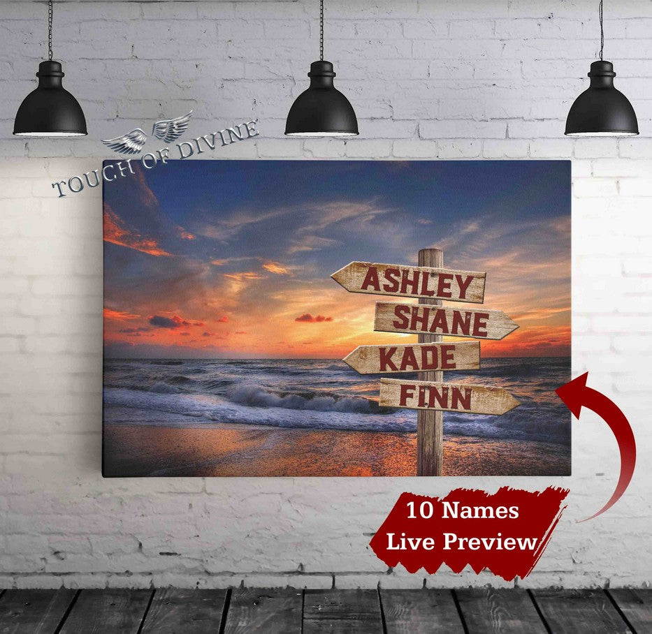 Sea Shore - Family Names Boardwalk Canvas Print | Personalized Framed Canvas Art - Touch Of Divine