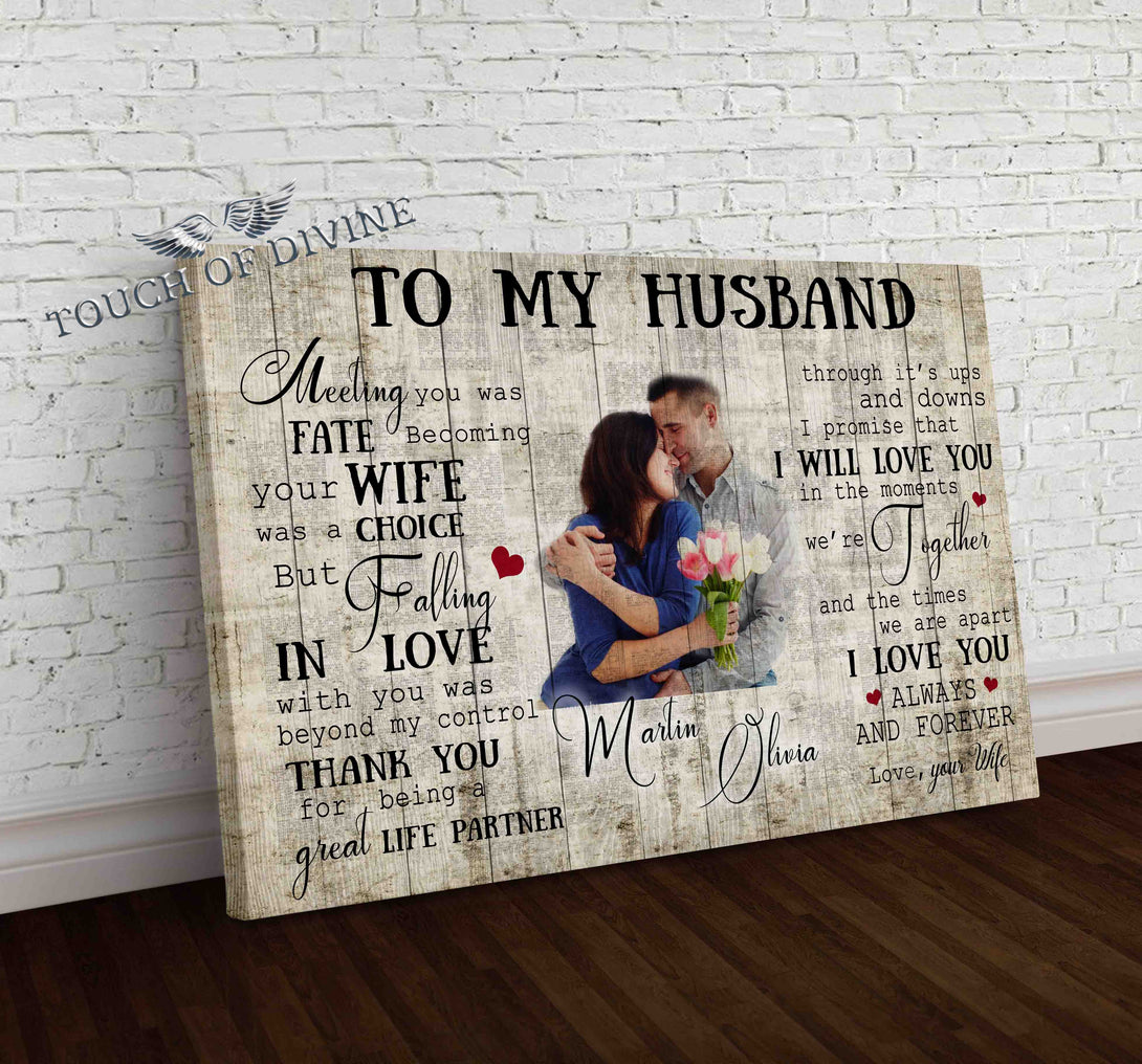 To My Husband Canvas Print | Personalized Framed Canvas Art - Touch Of Divine