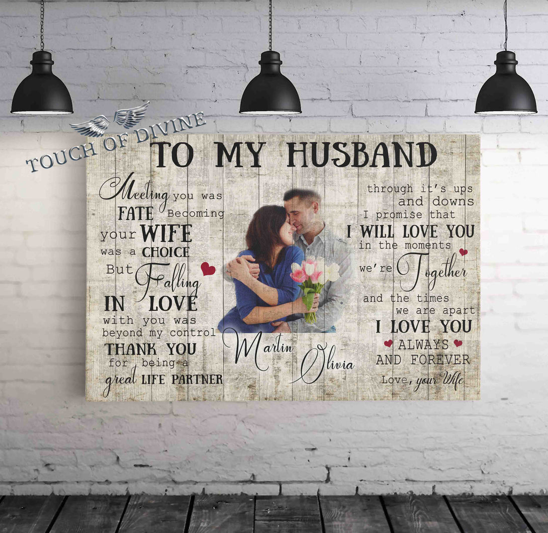 To My Husband Canvas Print | Personalized Framed Canvas Art - Touch Of Divine