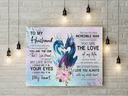 To My Husband Canvas Print | Personalized Framed Canvas Art - Touch Of Divine