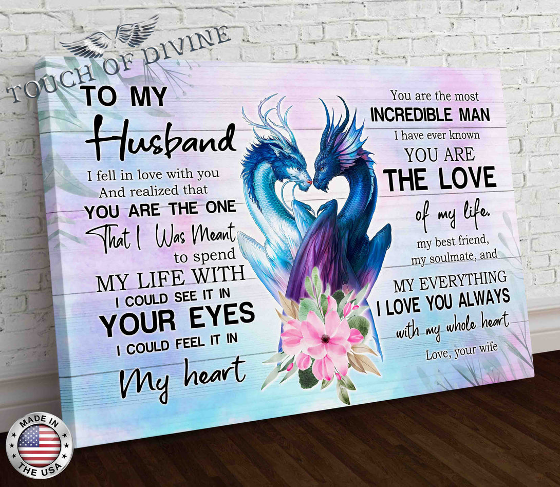 To My Husband Canvas Print | Personalized Framed Canvas Art - Touch Of Divine