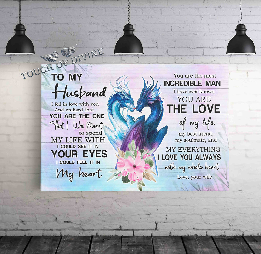 To My Husband Canvas Print | Personalized Framed Canvas Art - Touch Of Divine