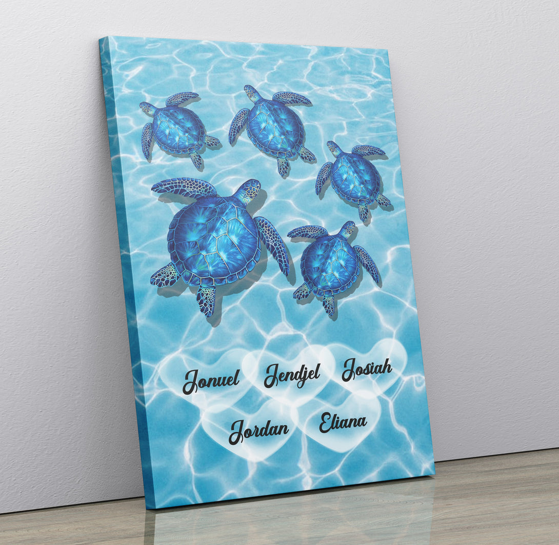 Turtle Ocean Family Name Canvas Art - Touch Of Divine