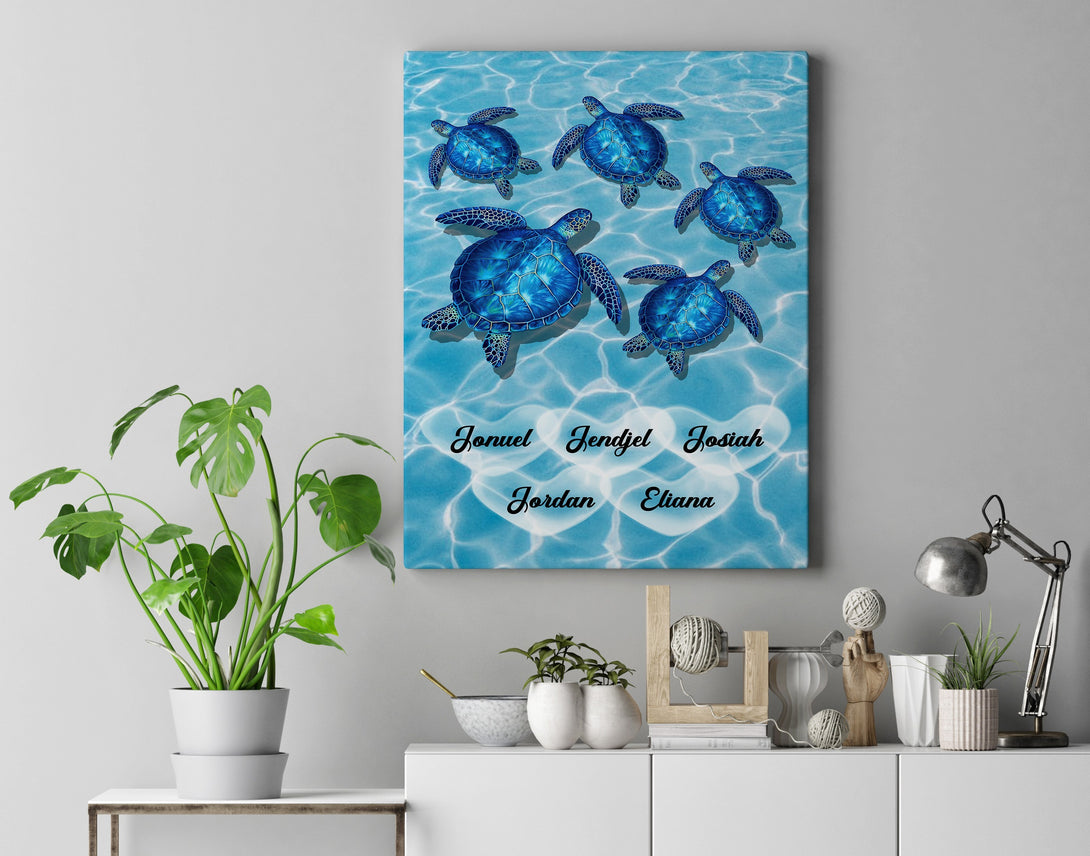 Turtle Ocean Family Name Canvas Art - Touch Of Divine