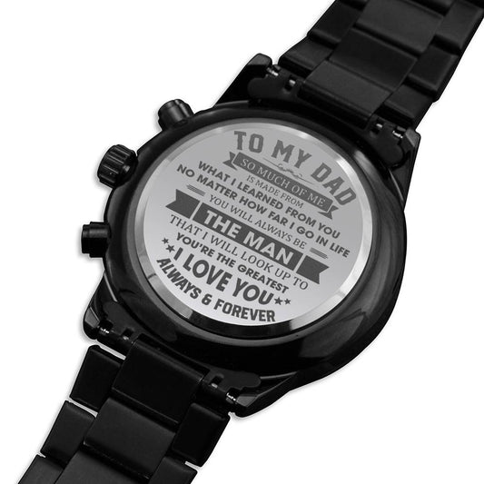 You're the Greatest - Engraved Design Black Chronograph Watch - Touch Of Divine