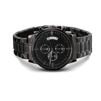 U Complete Me - Engraved Design Black Chronograph Watch - Touch Of Divine