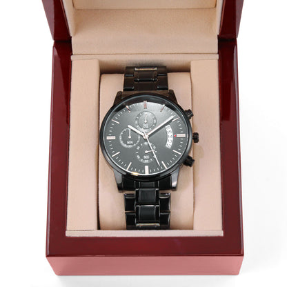 U Complete Me - Engraved Design Black Chronograph Watch - Touch Of Divine