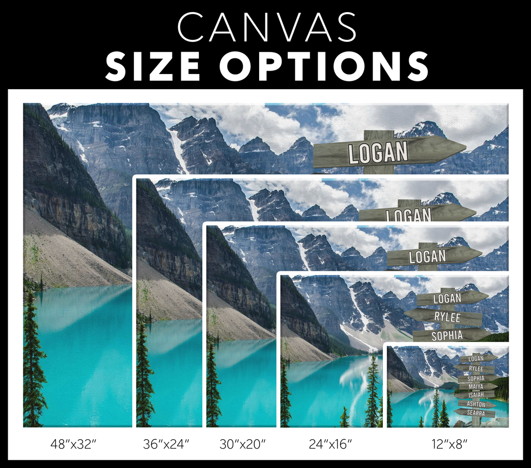 Snowy Mountain Family Names Signpost Canvas Print | Personalized Framed Canvas Art - Touch Of Divine