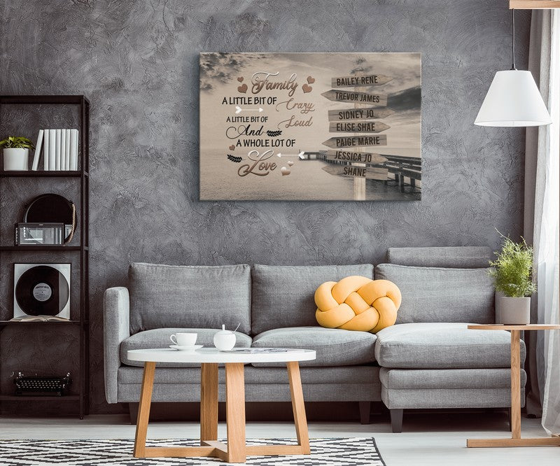 Family Names Boardwalk Canvas Print (Brown)| Personalized Framed Canvas Art - Touch Of Divine