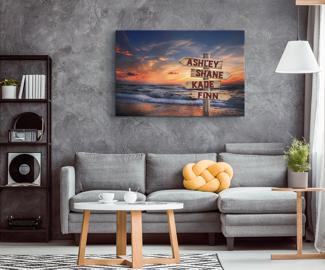 Sea Shore - Family Names Boardwalk Canvas Print | Personalized Framed Canvas Art - Touch Of Divine