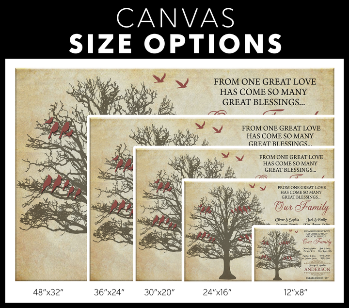Personalized Family Tree One Great Blessing Our Family Canvas Wall Art - Touch Of Divine