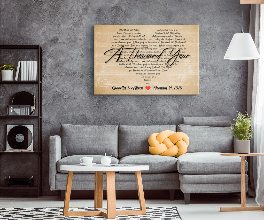 Personalized Heart Shaped Song Lyrics Canvas Wall Art - Touch Of Divine