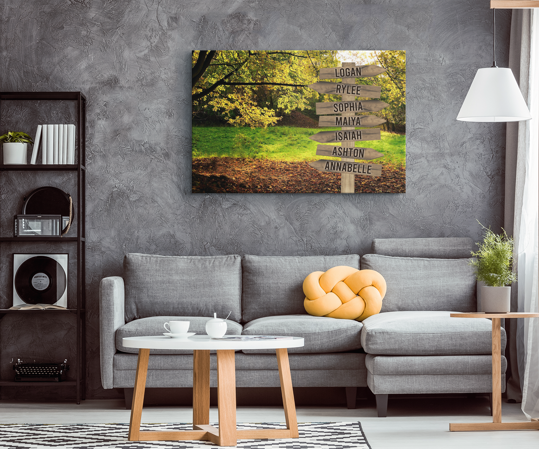 Forest Family Names Signpost Canvas Print | Personalized Framed Canvas Art - Touch Of Divine