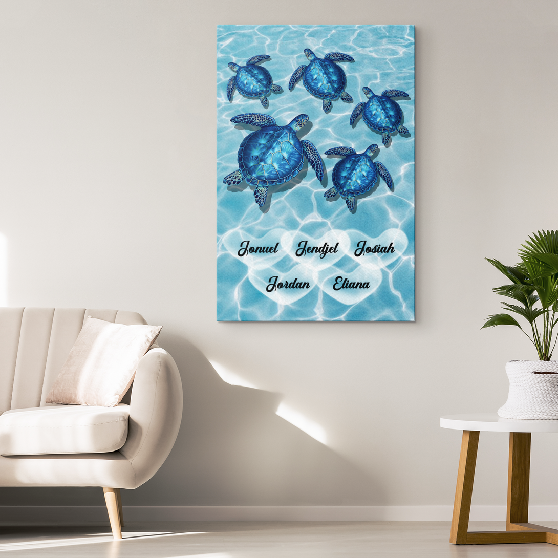 Turtle Ocean Family Name Canvas Art - Touch Of Divine