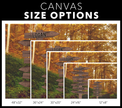 Forest Family Names Signpost Canvas Print | Personalized Framed Canvas Art - Touch Of Divine