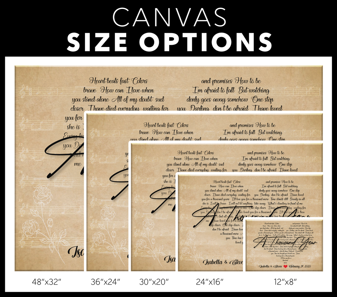 Personalized Heart Shaped Song Lyrics Canvas Wall Art - Touch Of Divine