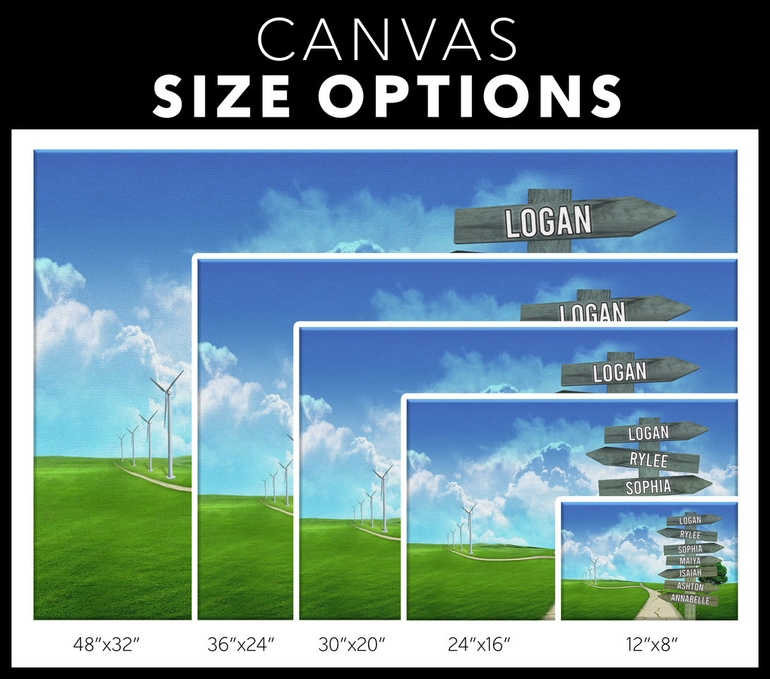 Windmill Field Family Names Signpost Canvas Print | Personalized Framed Canvas Art - Touch Of Divine