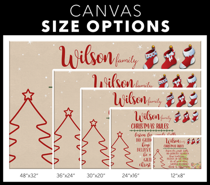 Family Christmas Rules - Personalized Wall Art Canvas - Touch Of Divine